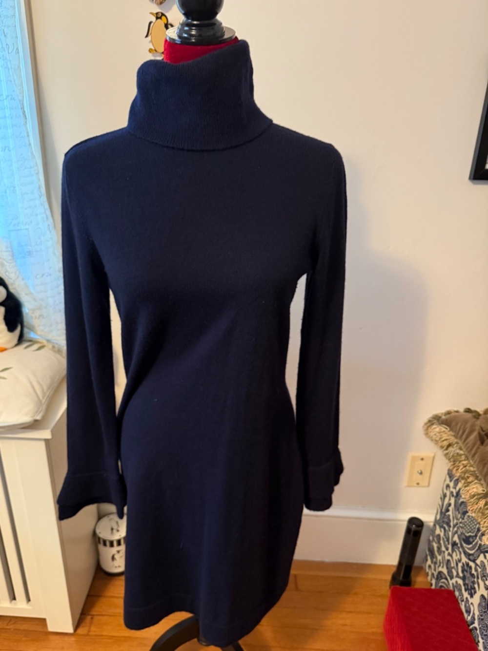 Cynthia Rowley Blue Turtleneck long Sleeve Dress Size Med